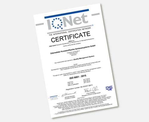 Certificat IQNet ISO 9001 : 2015