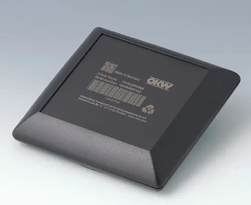 ART-CASE en ABS (UL 94 HB), noir avec inscription laser