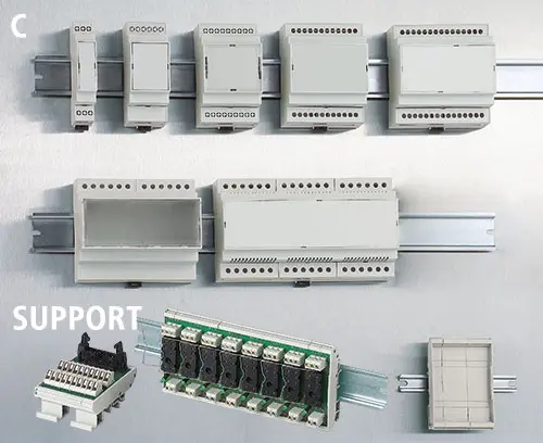 Boitiers modulaires pour rails DIN et supports de composants